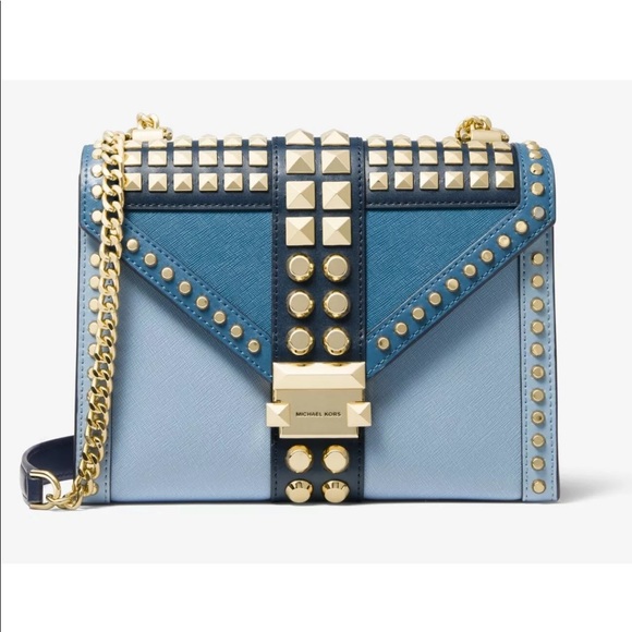 Michael Kors Bags Michael Kors Studded Chain Shoulder Bag Blue Navy